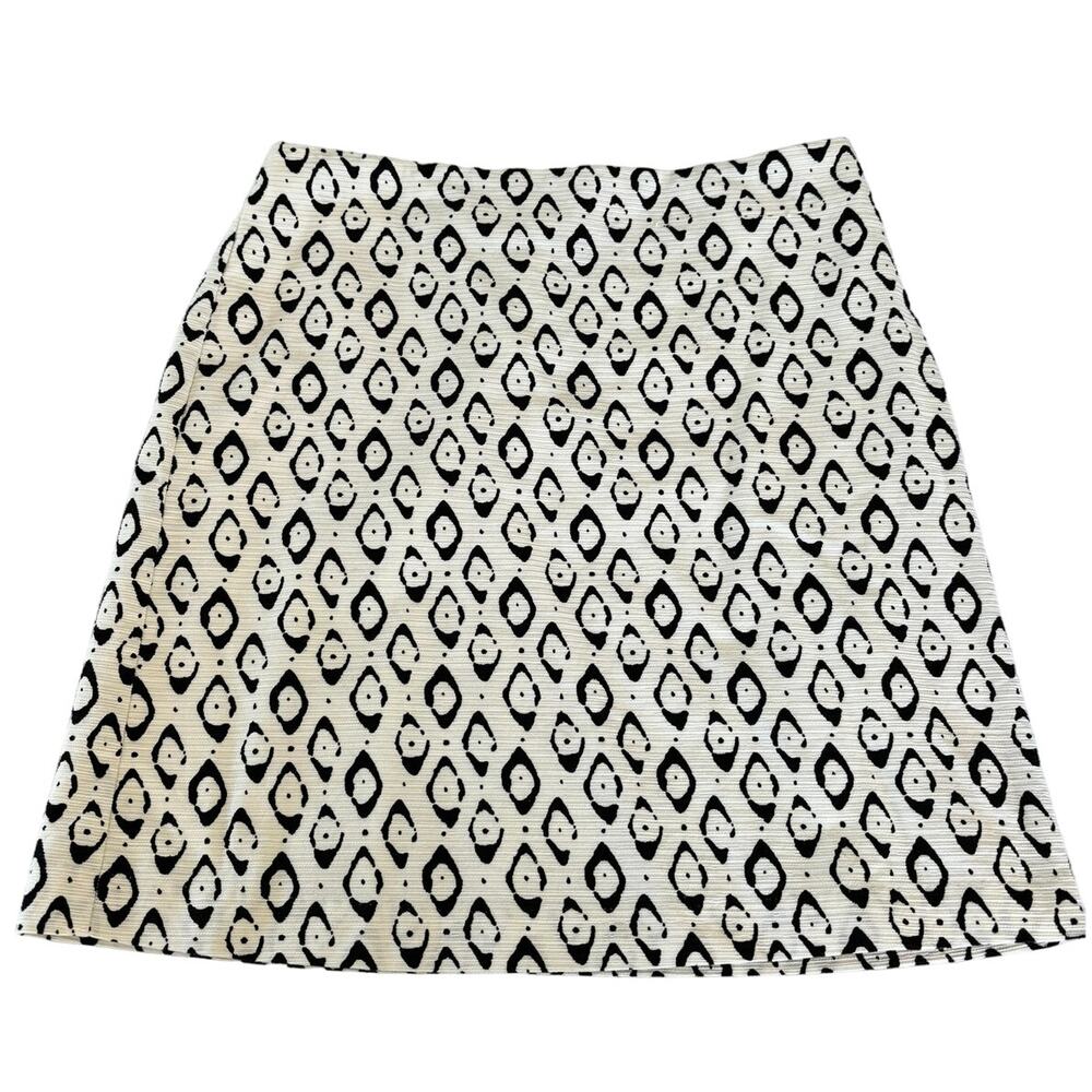 Ann Taylor Factory Skirt Black White Geometric Size 8